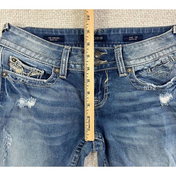 Vigoss Jeans The Chelsea Boot Cut Women's Size 7/8 Stretch Distressed Blue Denim - Picture 10 of 15